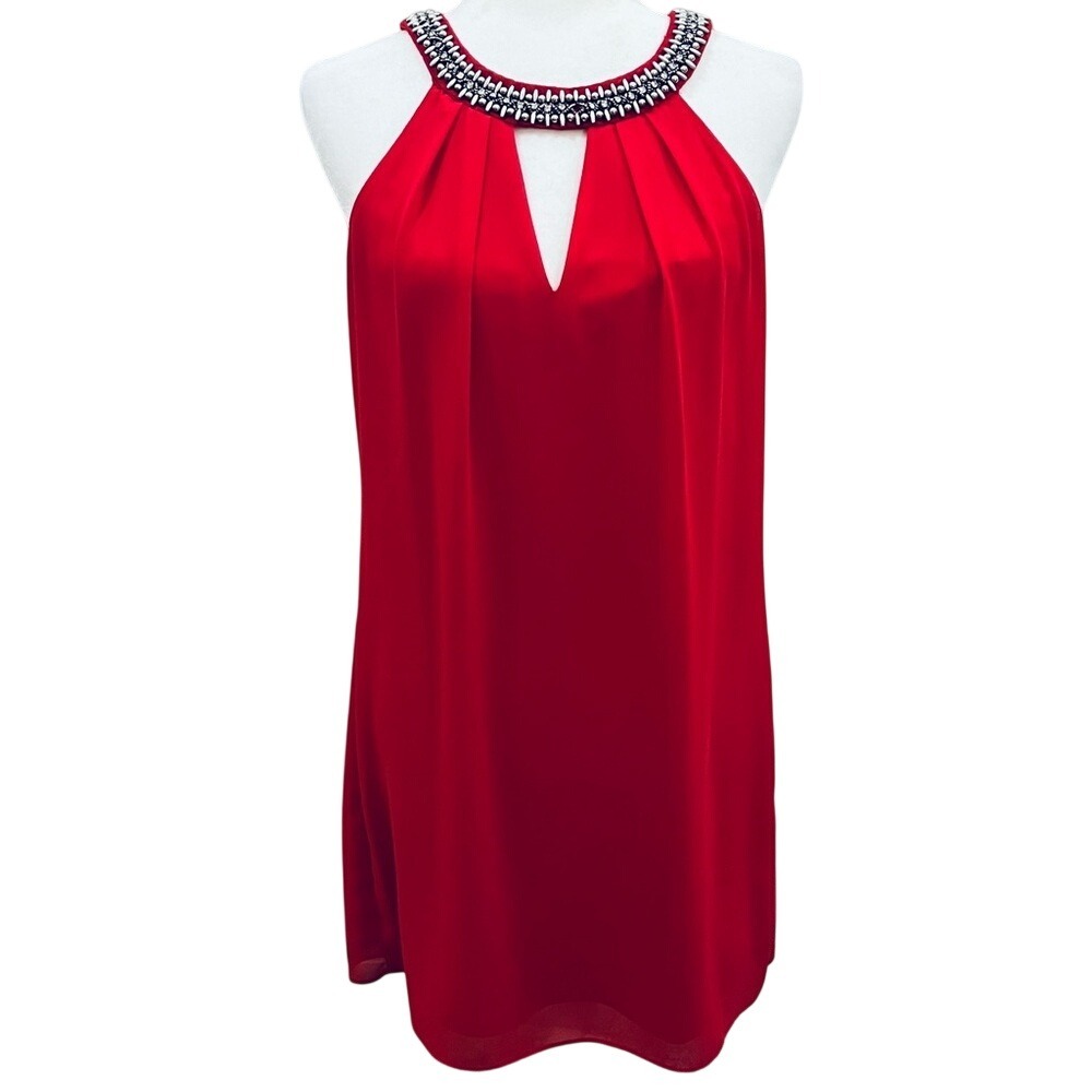 IN San Francisco Sleeveless Mini Dress Red Embellished Cocktail Party Small